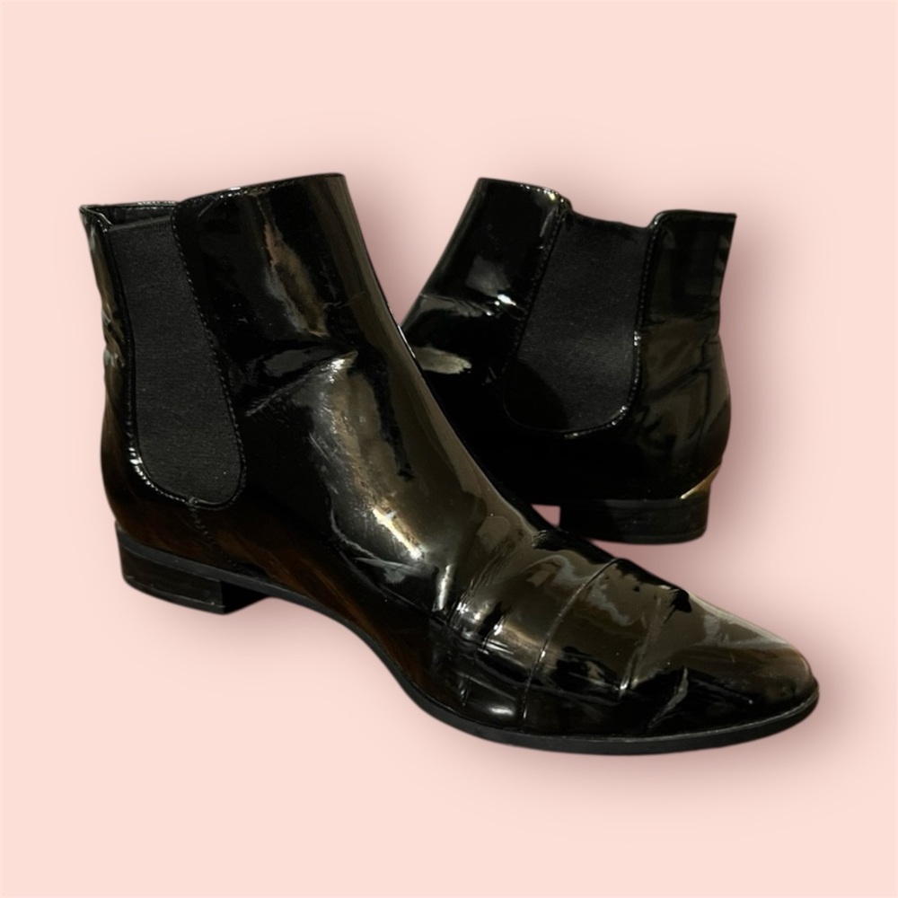 Calvin Klein Black patent Chelsea Boots.  Very good condition.